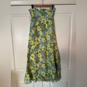 Faithfull the Brand Tagliatelle Floral Maxi Dress in Green and Blue